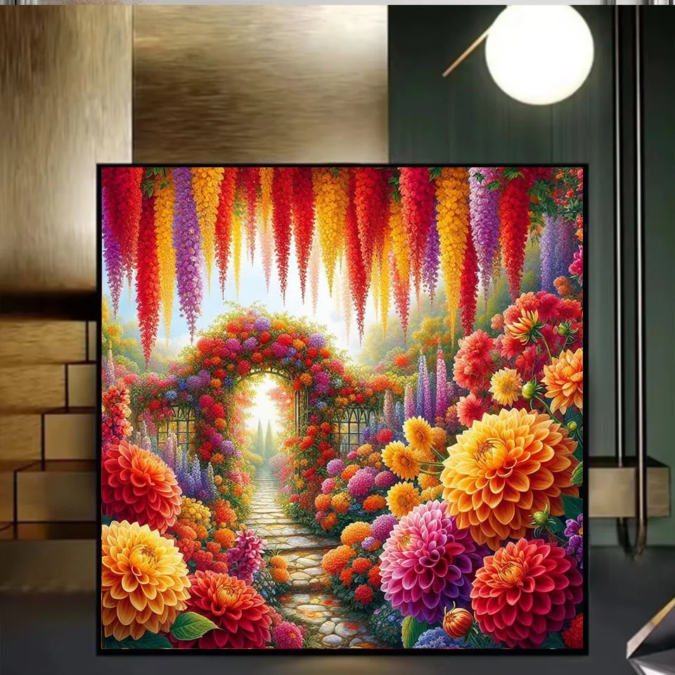 5D Diamond Mosaic Kit Divine Floral Bouquet Holy Light&Colorful Flowers Full Drill DIY Diamond Art Embroidery set for Home Decor