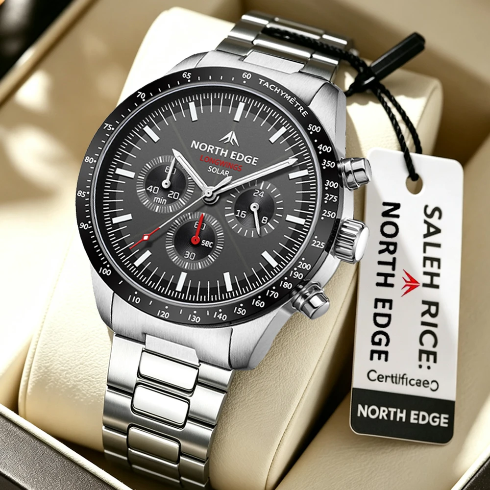 NORTH EDGE TRITON Multi Color Solar-Powered Diving Watch Luxury Quartz Watches For Men 300M Waterproof 180+ Day Power 2026 New
