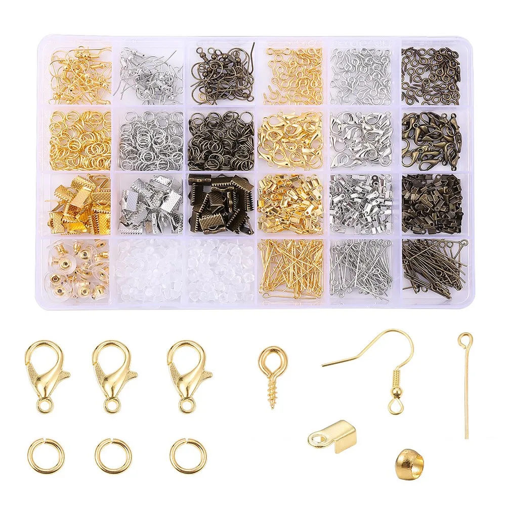 

Metal Accessories Set Jewelry Tools Clip Buckle Lobster Clasp Open Jump Rings Earring Hook DIY Jewelry Making Supplies Kit