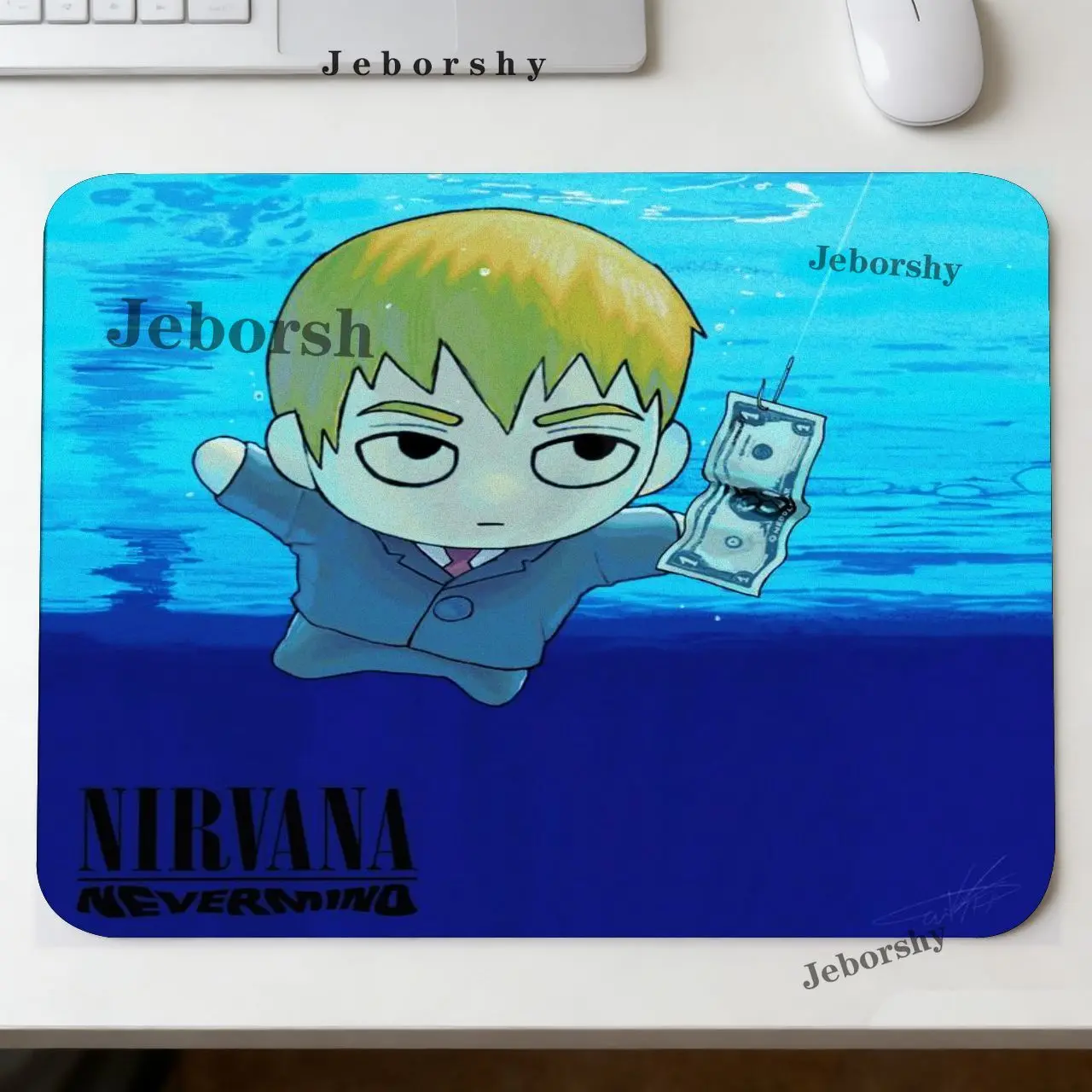 Fun Mouse Pad Mobu Saiko Hyaku Mob Psycho 100 Anime Thickened Lock Edge Computer Desk Mat Small square washable