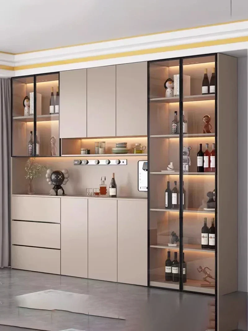 Club Furniture Wine Glass Wall Movable Commercial Bar Corner Cabinet Living Room Craft Organization Storage Cellar Minimalist