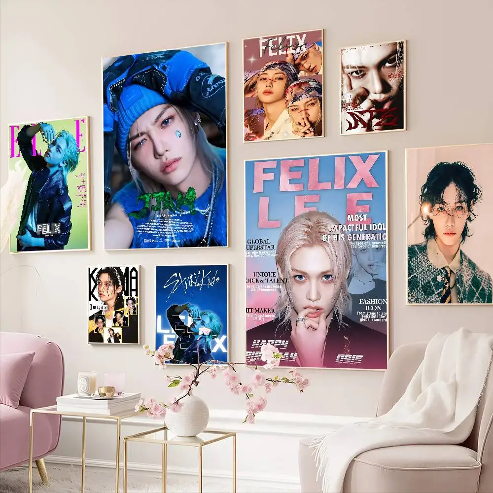 male singer F-FelixS famous popular Self-adhesive Art Poster Fancy Wall Sticker for Living Room Bar Decoration Vintage