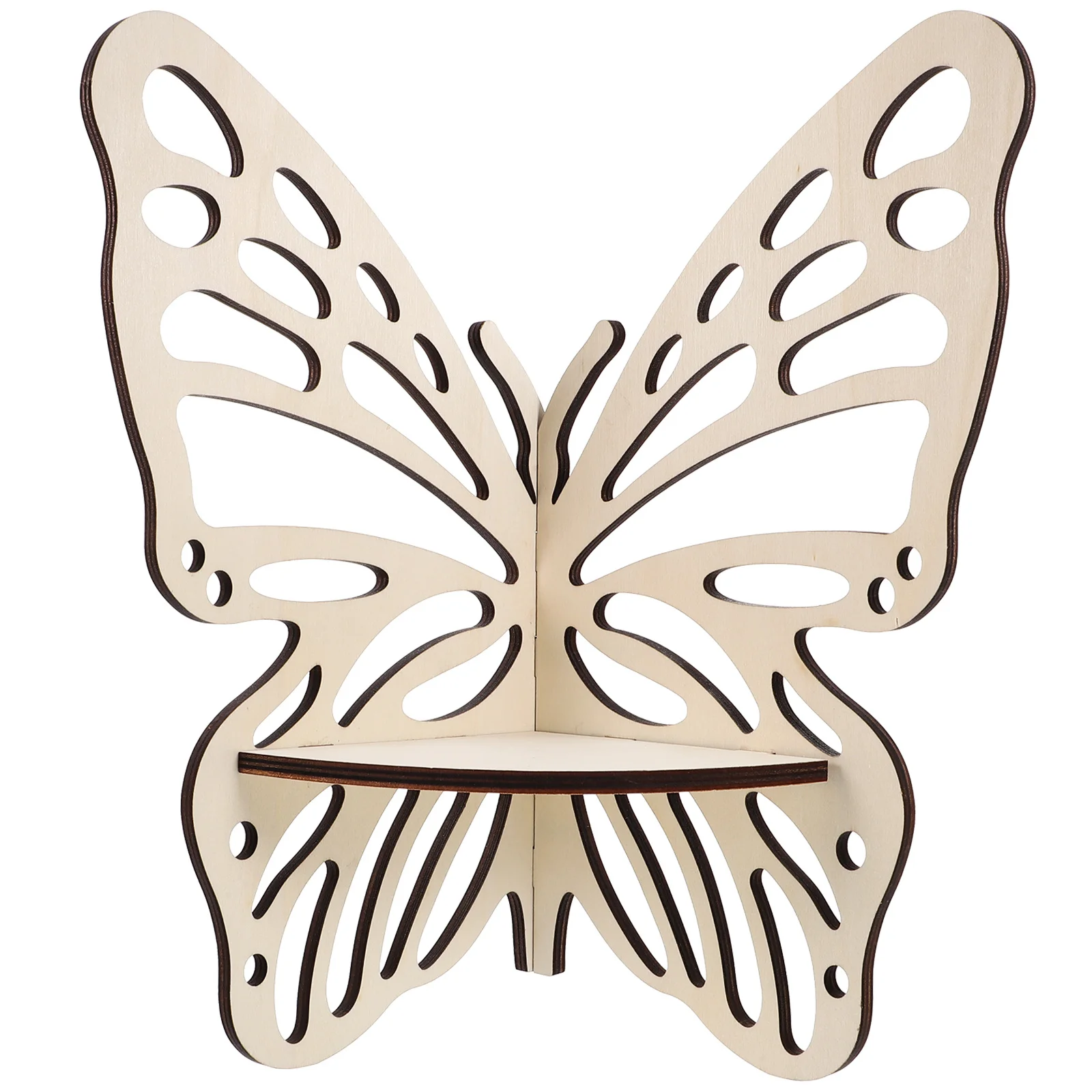 خشبية فراشة الزاوية البوهيمي نمط الحائط كتاب رف شاشة سعة كبيرة رف معلق للكتب ديكور الحلي