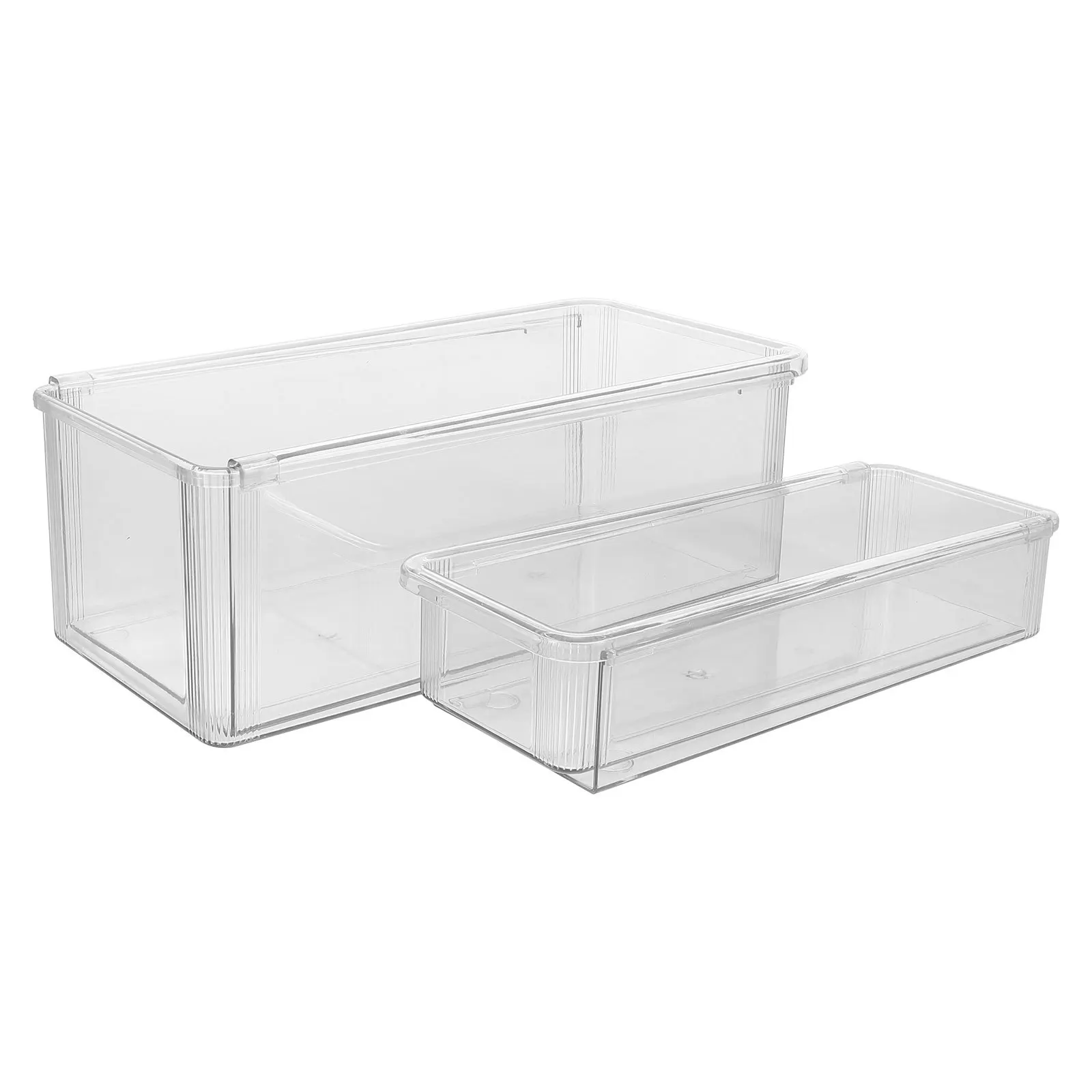 

2Pcs Expandable Clear Plastic Drawer Organizer Adjustable Sliding Storage Box for Makeup Vanity Kitchen Utensils