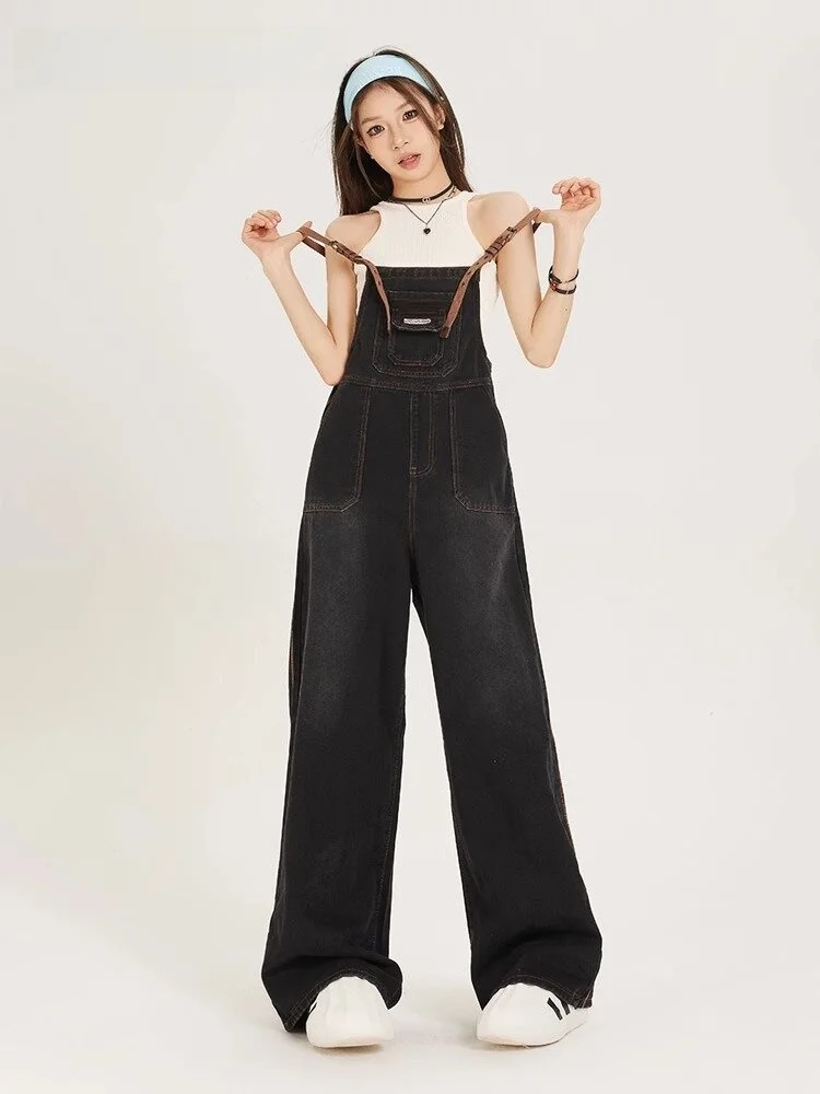 

Женский джинсовый комбинезон La Chapelle: свободный крой, широкие штанины, высокая талия, новинка весенней коллекции, повседневный, износостойкий