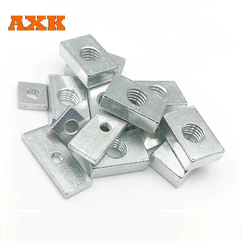 10/ 50pcs Square Nut M3 M4 M5 M6 M8 Rectangular Nuts Thin Slider Block Nuts Zinc-Plated Carbon Steel Aluminum Profile Accessory