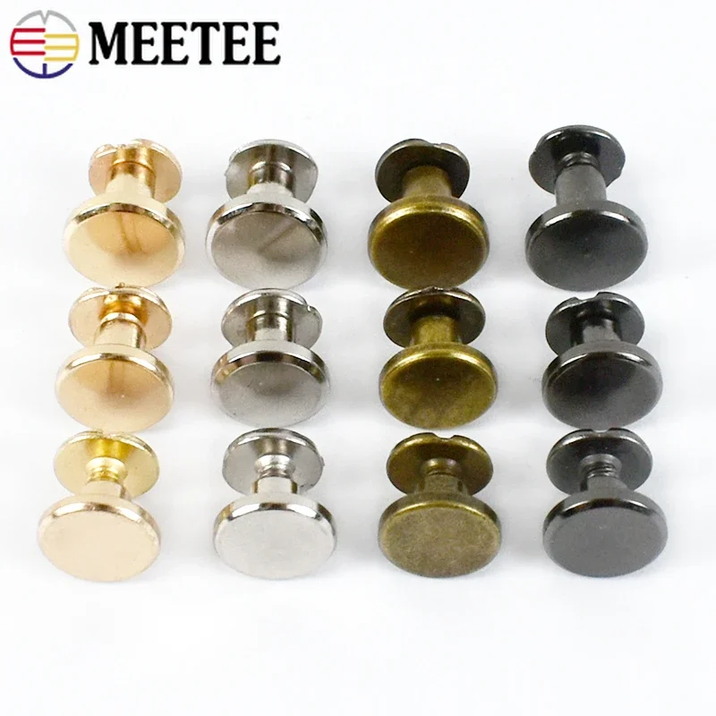 Meetee 10/20/50Pcs 5-8mm Flat Head Screws Nail Rivet DIY Bag Book Notebook Metal Binding Belt Rivets Buckle Hardware Accessories