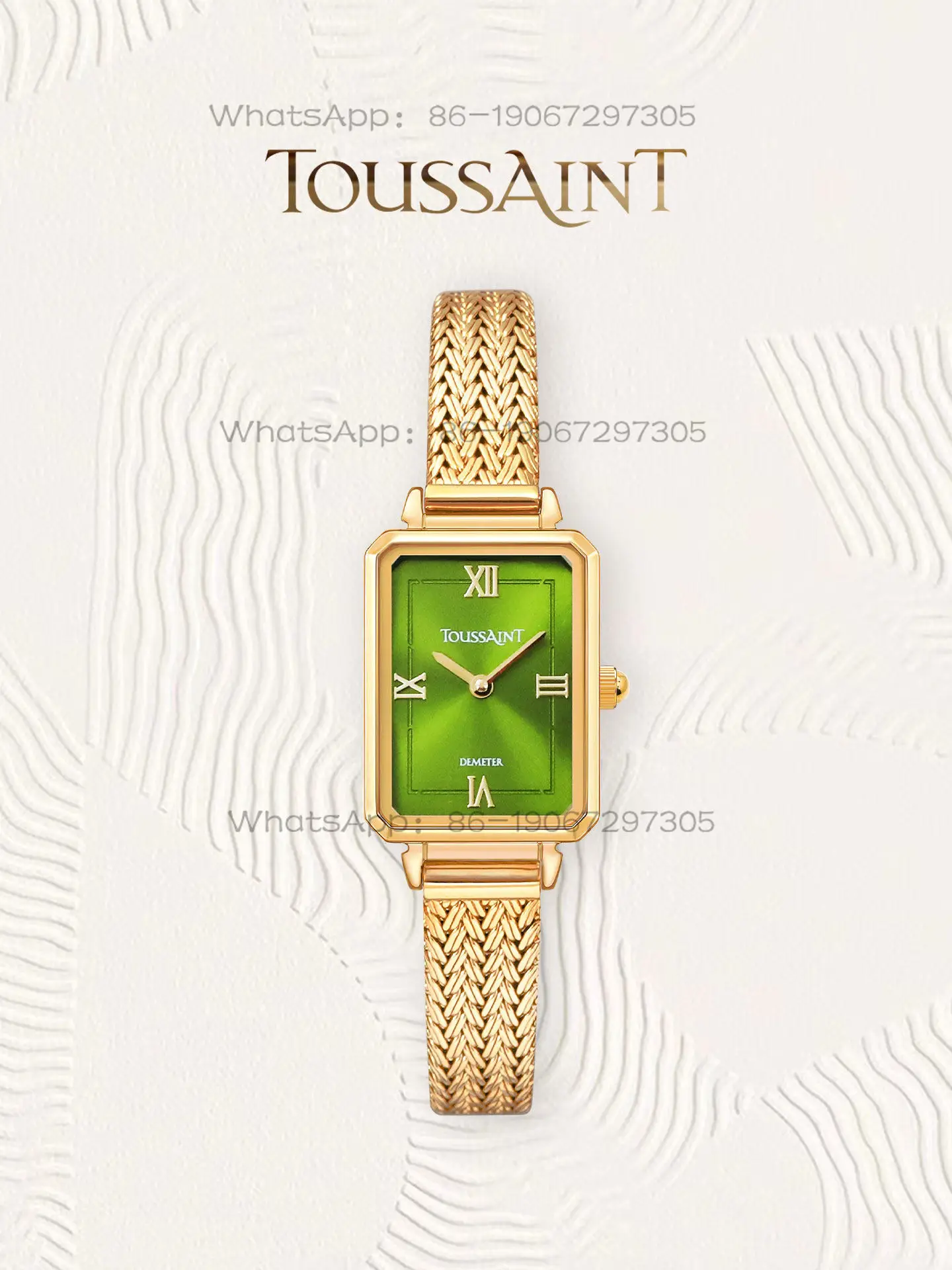 

TOUSSAINT New Toussaint Gold Wheat Spike Watch Sugar Cube Women's Small Gold Watch Matsuno Green