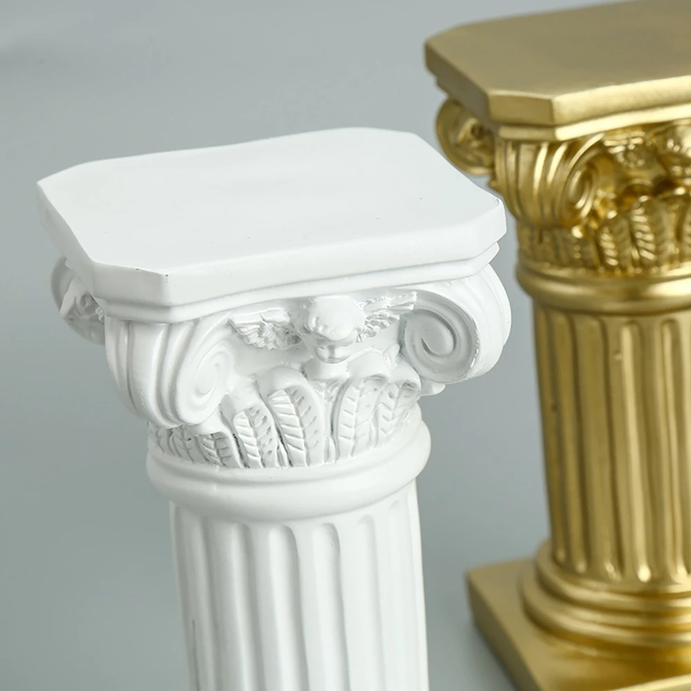 【ELEVATE LIFE】Gold Roman Pillar Resin Sculpture Column Decor Roman Pillar Statues Room Crafts Furnishings ABDD