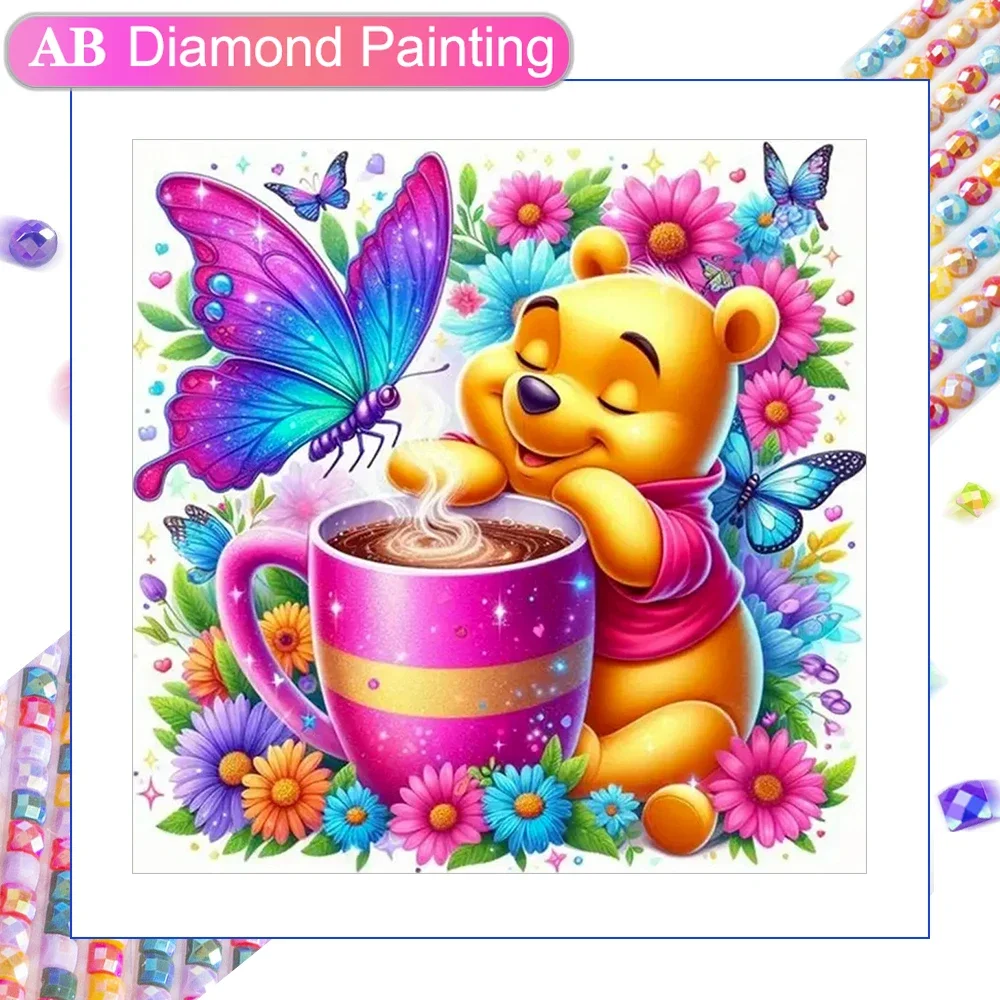 5D DIY AB Diamond Painting Disney Winnie The Pooh Full Diamond Embroidery Cartoon Goofy Cross Stitch Set Art Home Decor Gift