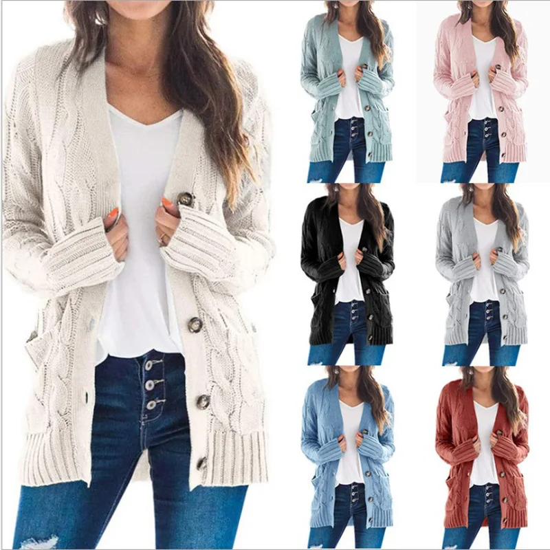 

Women's Autumn Winter Plus Size Mid-Length Cardigan - Warm Knitted Open Front Sweater Outerwear