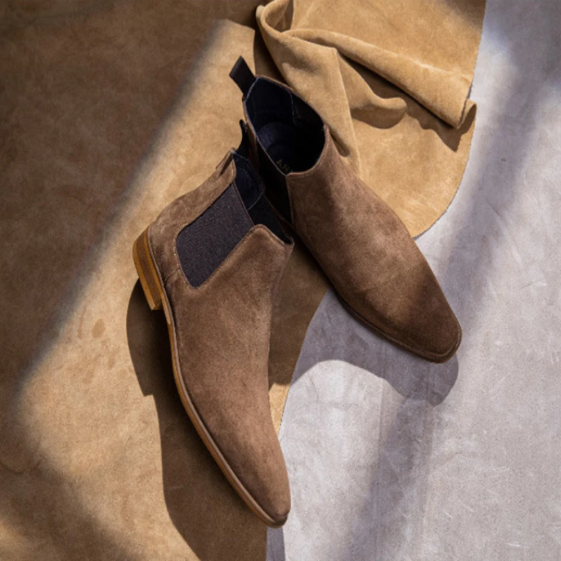 الرجال تشيلسي الأحذية الجلدية الصلبة الجلود الرجعية عارية الأحذية رجال الأعمال الأحذية