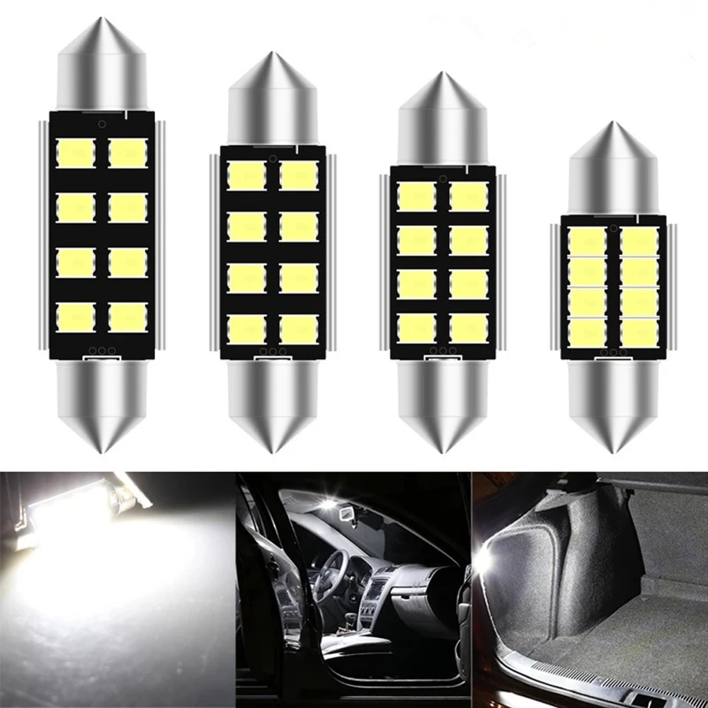 10 Pack Double Ended Car LED Reading Light Combo Small 31mm 36mm 2835 Dome Number Plate Light White Ice Blue