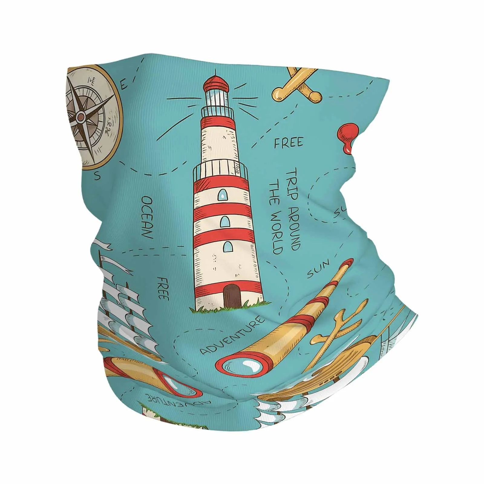 Sailing Adventure, Nautical Theme, Travel Exploration Novel Design Multi Functional Print Scarf Suitable Outdoor