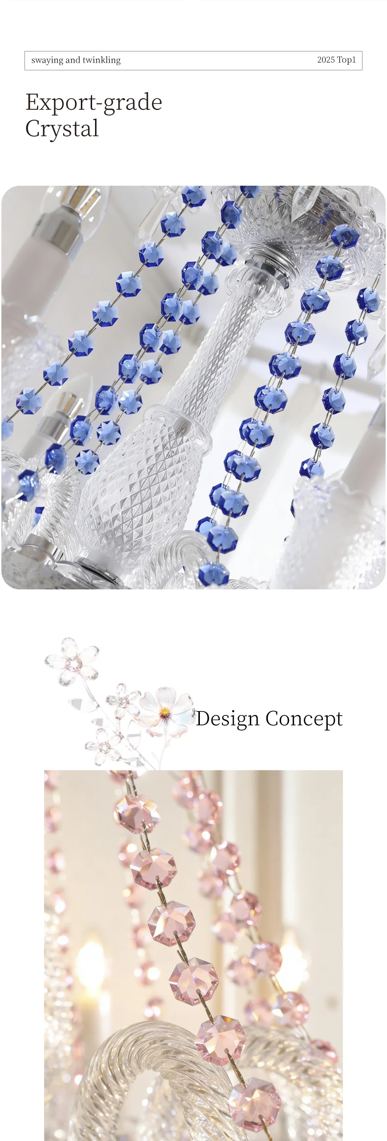 French White Candle E14 LED Chandelier Living Room K9