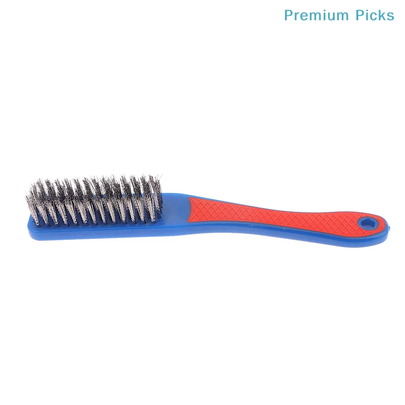 Durable Stainless Steel Wire Brush Silicone Handle Red And Blue Paint Removal Tool Scratch Brushes Cleaning Metal Rust Brush