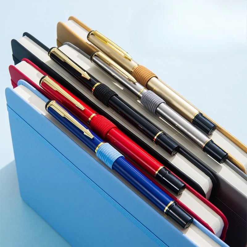 A5 Notebook with Elastic Band A6 Binding Strap High-Beauty PU Leather Monochrome Notebook