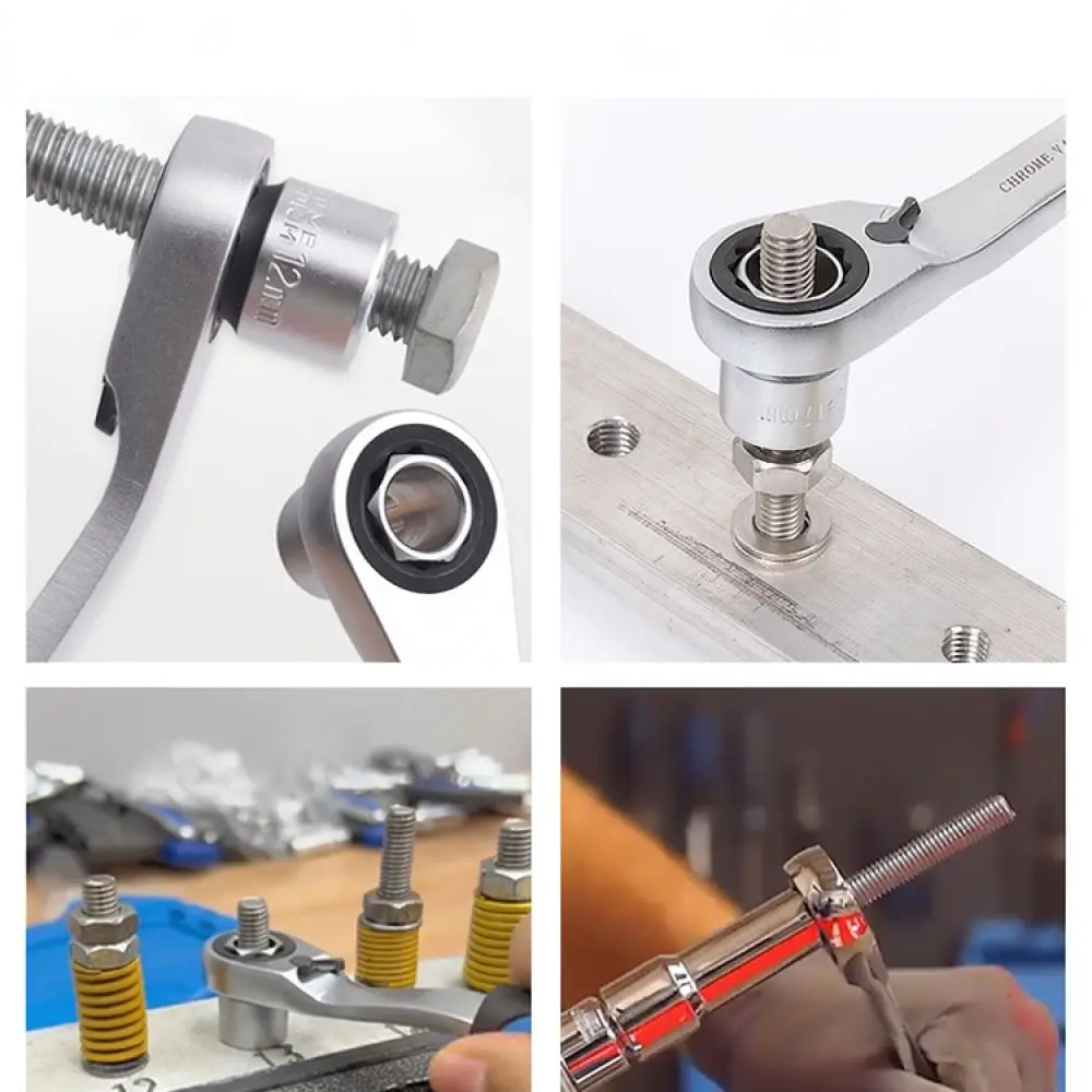 Through Hole Socket Ratchet Wrench Set For Musentang Alloy Spanner Tool For Long Threaded Rod Fastening Automotive