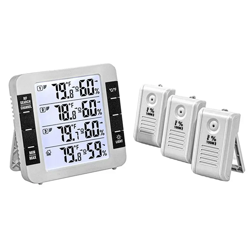 

AB51 Wireless Digital Thermohygrometer 100M With 3 Sensors Weather Station For Home & Office
