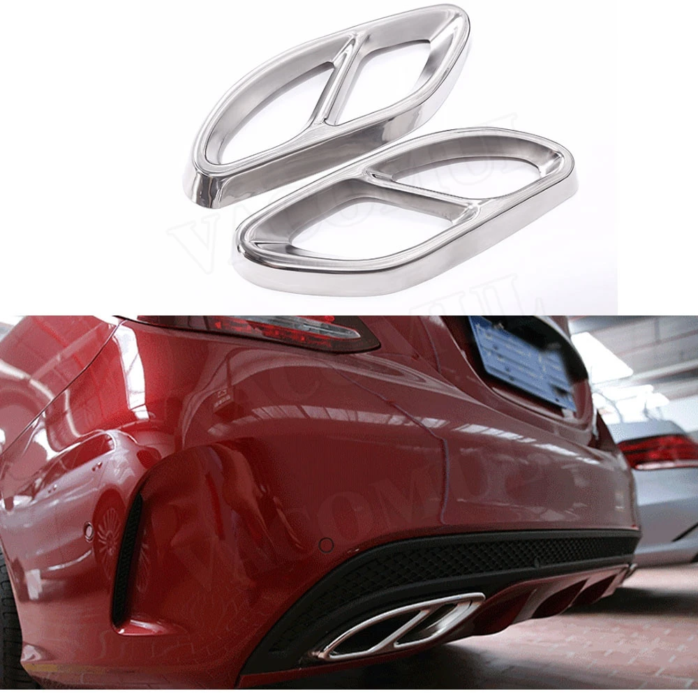 

Automobiles Exhaust Tail Throat Decor Trim Frame Four Outlet For Benz E-class W213 W205 GLC C A Class A180 A200 W176 15-17