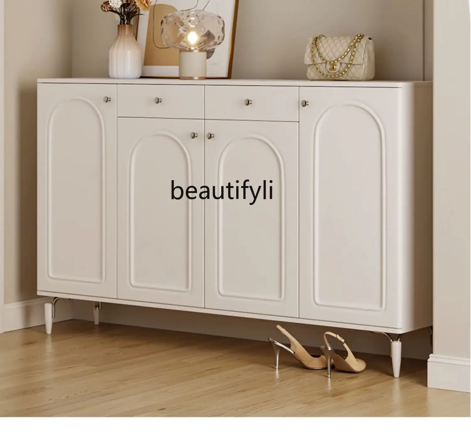 

Вместительный обувной шкаф во французском кремовом стиле, домашняя дверь, входная дверь, входной шкаф, один