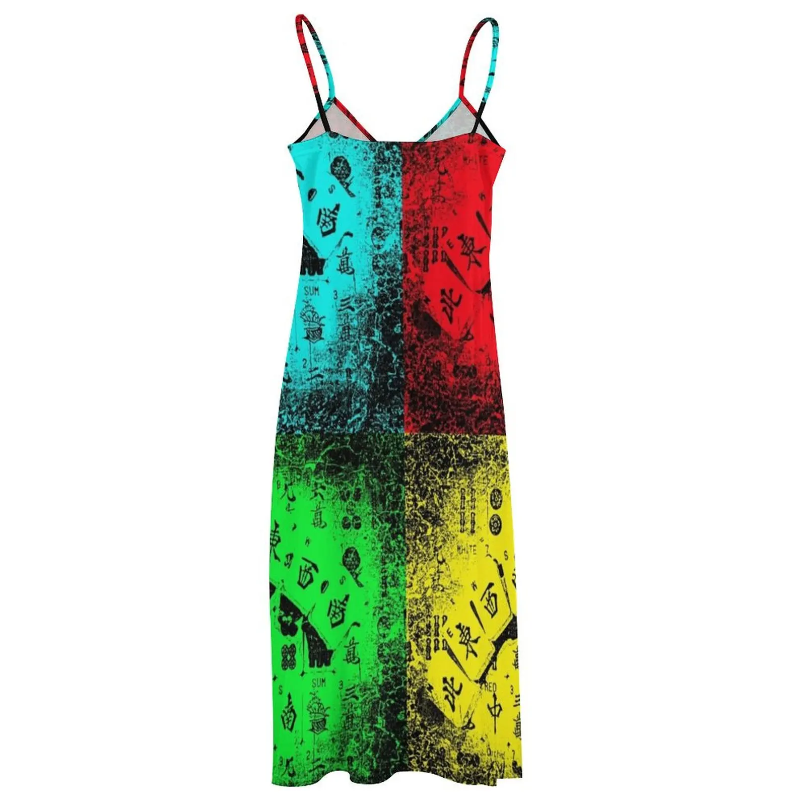 Mah jongg news pop art ärmelloses kleid lange verschleierte kleider kleidung frauen sommer 2024 sommer outfits für frauen 2024