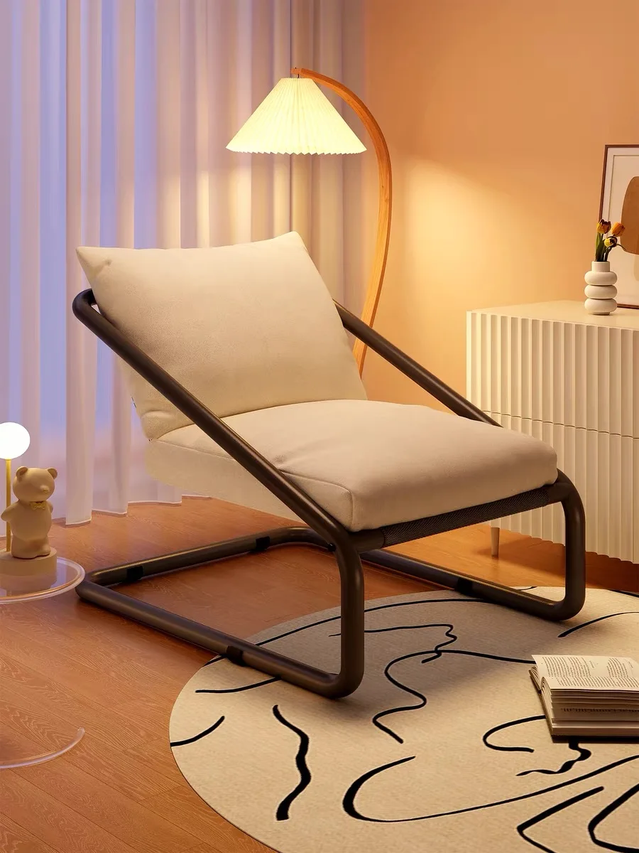 Lazy Sofa Living Room Single Chair Backrest Leisure Lounge Chair Recliner Chair Ergonomic Cotton Linen Cushion Home Furniture