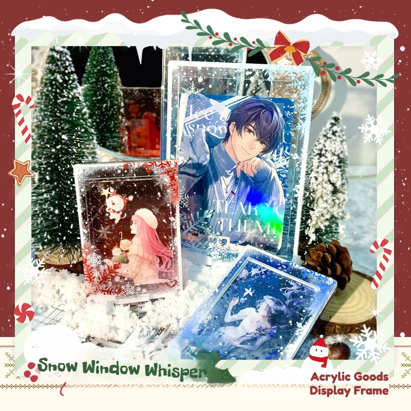 Snow Window Whisper Stylish Acrylic Photo Frame, Snowflake Glitter Elements Collection & Decor Display Case for 3inch 6inch Card