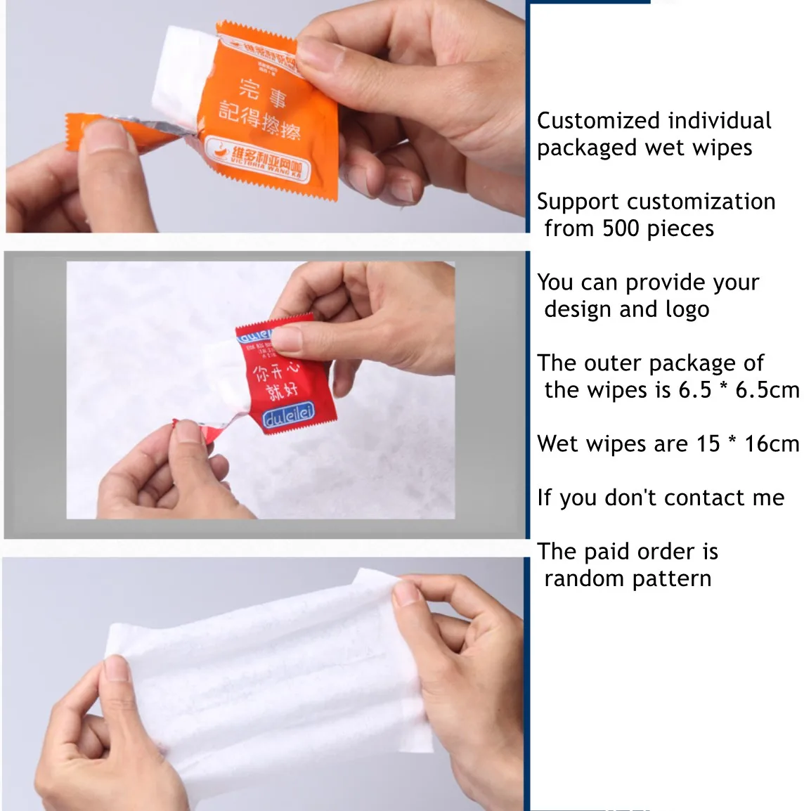 Portable Wet Wipes 100PCS/LOT Pattern logo customization Wipes Tissue Individually Wrapped hand cleaning wet wipes wholesale