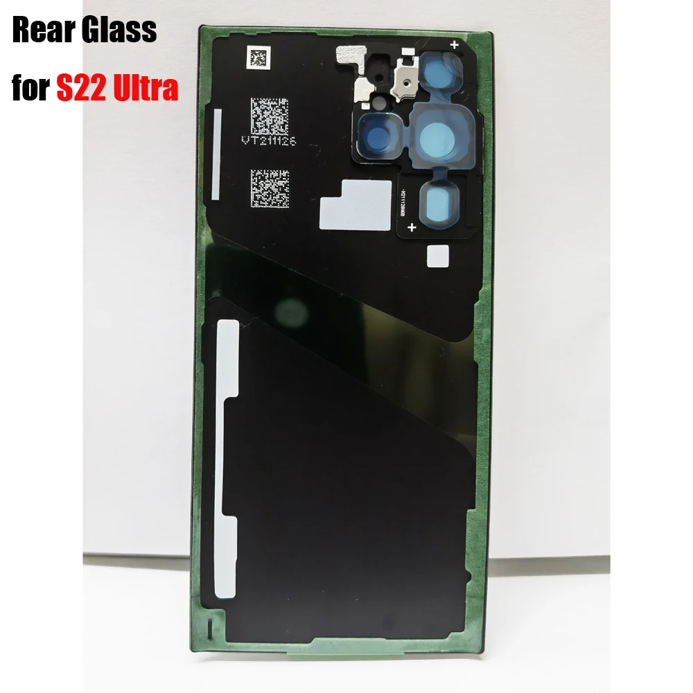 (OEM) Glass Back Cover Case with Camera Cover Lens and Adhesive for SAM-S22 Ultra S22U S22ULTRA 5G Battery Housing Rear Door