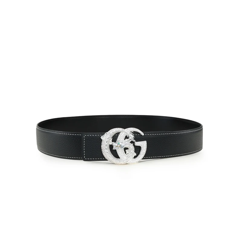 DIMY 2026 new men's lychee patterned top layer cowhide replaceable buckle style handmade waist belt