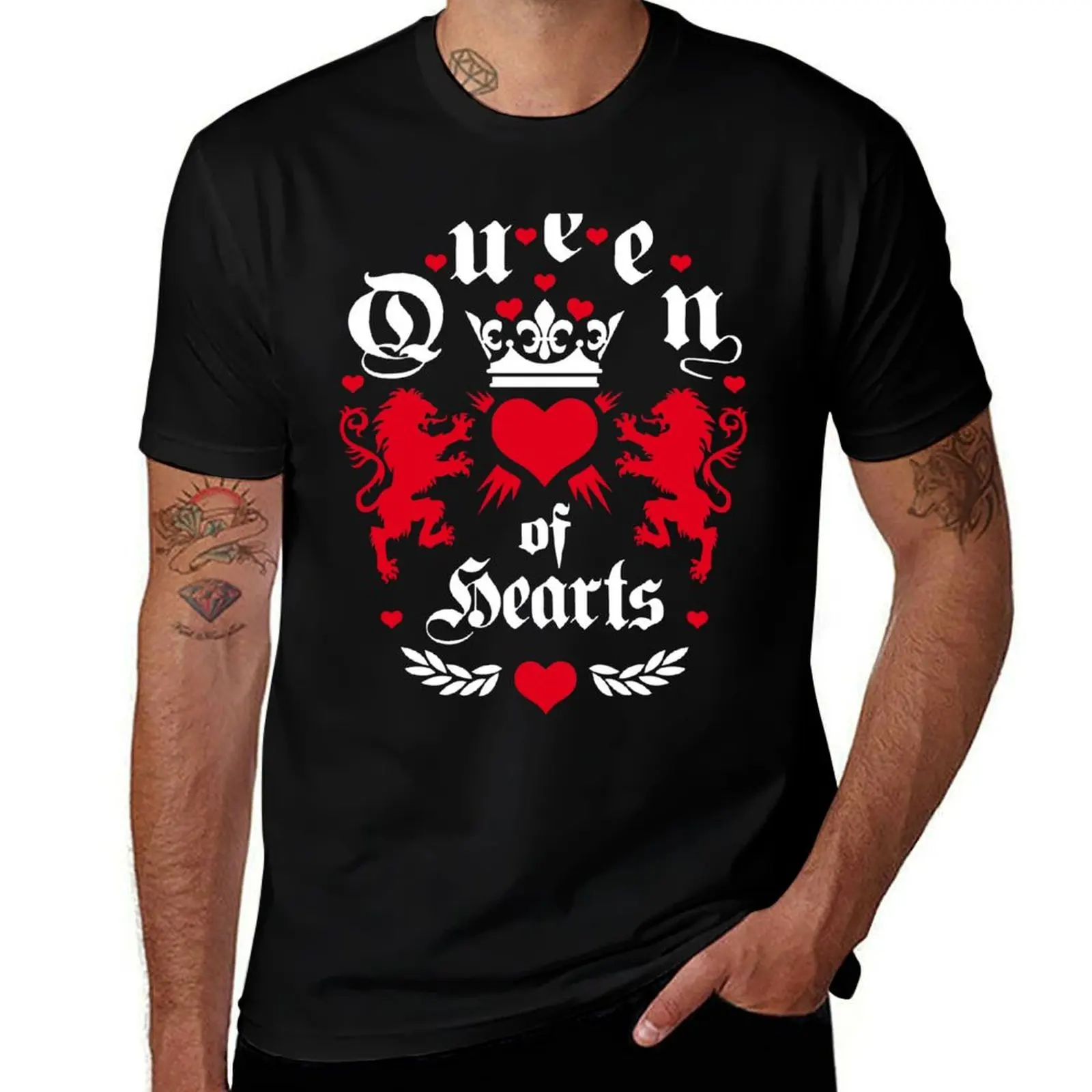 Queen of Hearts Queens Crown Lions True Love Forever T-Shirt t shirt men 100% cotton luxury brand T-Shirt