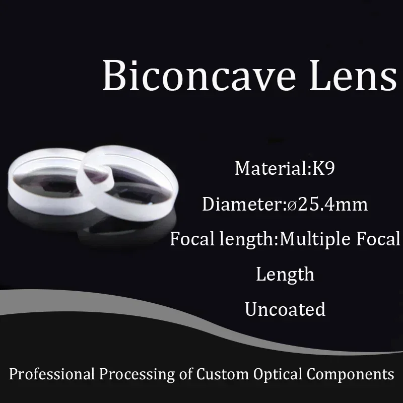 

K9 Material Double Concave Lens Diameter 25.4mm Condenser Pure White Glass High Precision Focusing