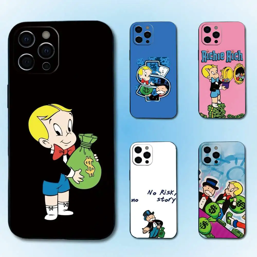 Funda de Silicona Suave Rich Boy R-Richie R-Rich para iPhone 17 16 15 14 13 12 11 X XR Plus Pro Max Plus