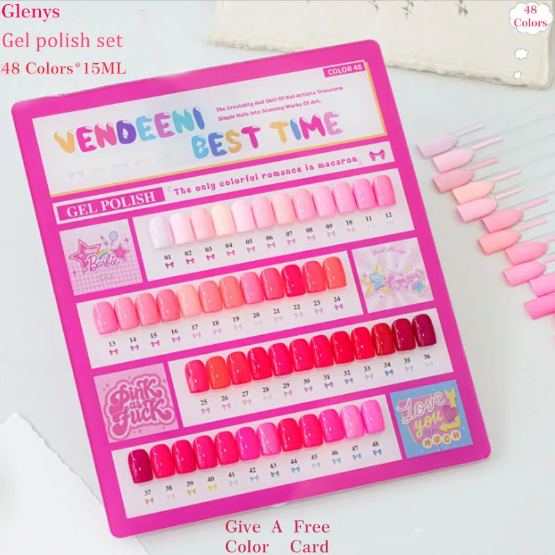 

Glenys 48 color nail polish gel net red popular magenta whitening immersion gel nail salon special nail art varnish study set