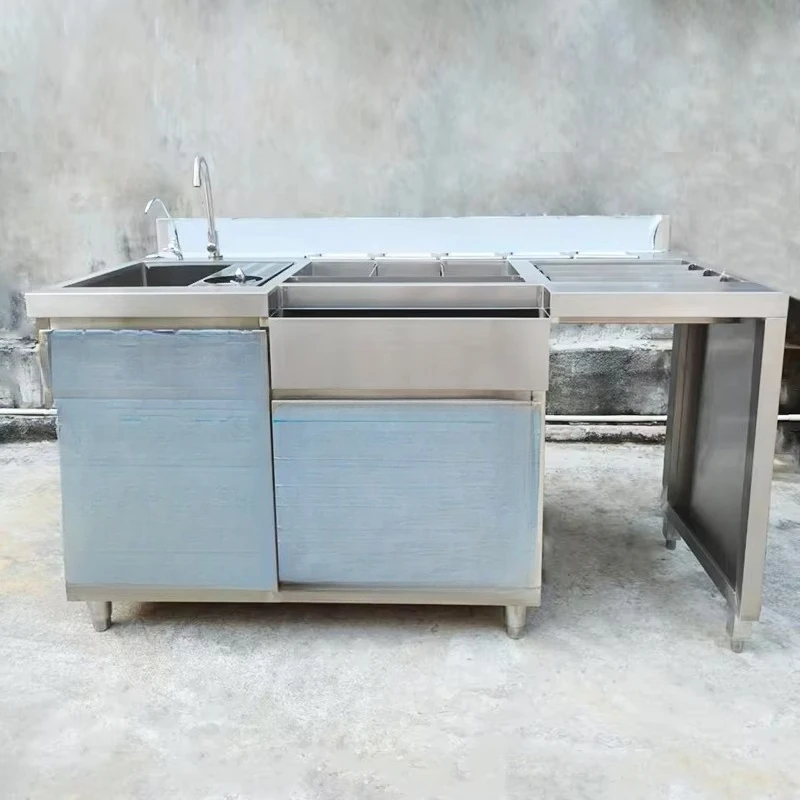 Stainless Steel Bartender Barbartending Workbench Custom Bartending Cabinet Wine Trough bar