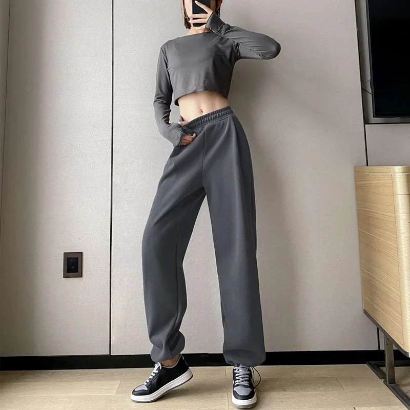 

Women's Spring Summer New Sle Loose Ay Sweatpants Cleanfit Casual Pants Cotton 00% mid Low Waist PVC Material