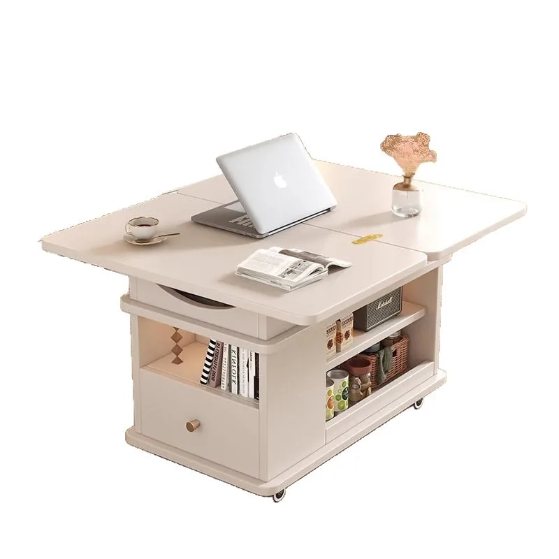 Movable folding coffee table Living room small apartment sofa Solid wood side cabinet