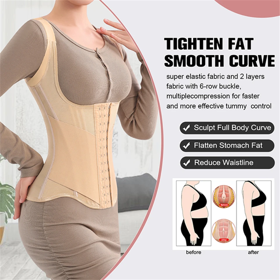Becirzet Damen-Gürtel Taillentrainer Körperformer Bauchkontrolle Ärmelloses Tanktop Shapewear Damen-Modelliergurt Unterwäsche – Detail 4