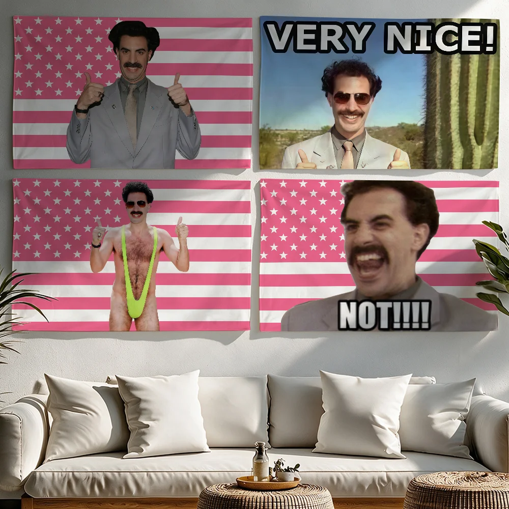 Funny Art Borat Very Nice Meme flag Tapestries Outdoor Parties Bedrooms Living Rooms Dorm Rooms Wall Decor Banners Gifts