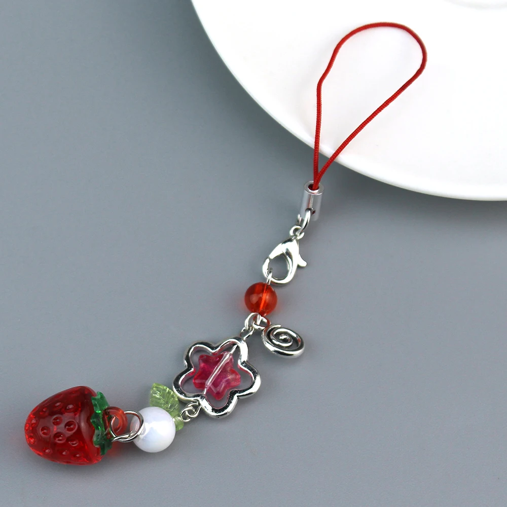 Sweet Y2K Cute Strawberry Keychain Cellphone Charm