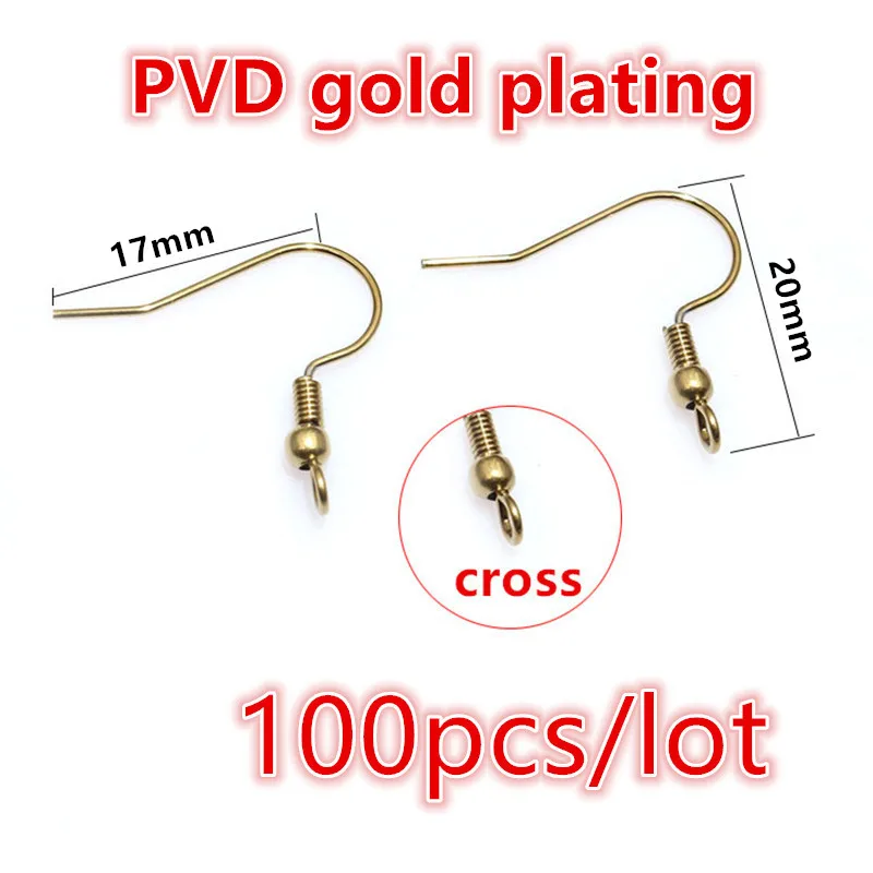 30-100 Stück Edelstahl DIY Ohrringe Haken Verschluss Ergebnisse Handgemachter Schmuck Herstellung Zubehör Ohrdraht Zubehör Stahl Gold