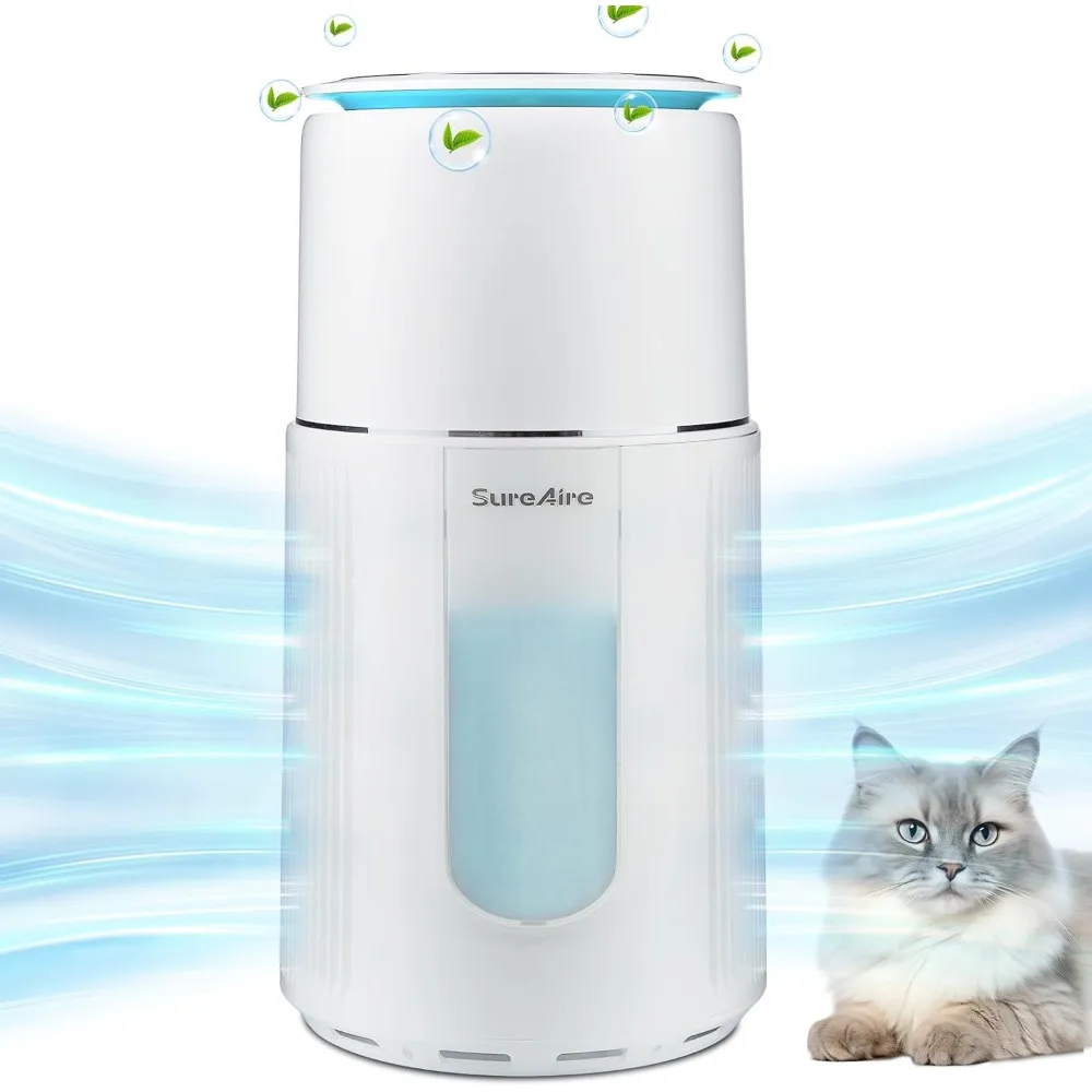 Filter Air Cleaner for Pets Hair Dander Dust Smoke Odor, Bladeless Fan Air Purifier for Home, Office, Bedroom