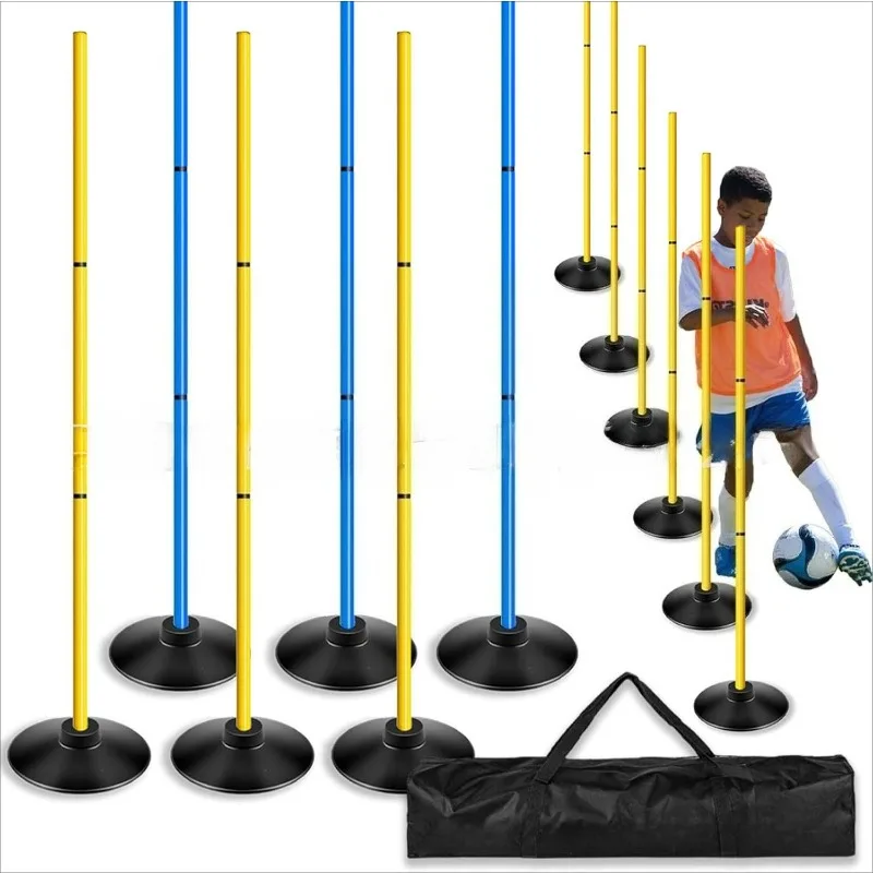 6 Sets Soccer Training Poles with Rubber Base Football Corner Marker Slalom Agility Obstacle Poles for Sports Practice