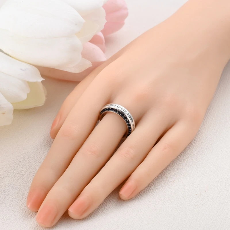 الأصلي 925 فضة القمر القسم الدائري للنساء مجوهرات للبنات هدايا عيد ميلاد الذكرى السنوية