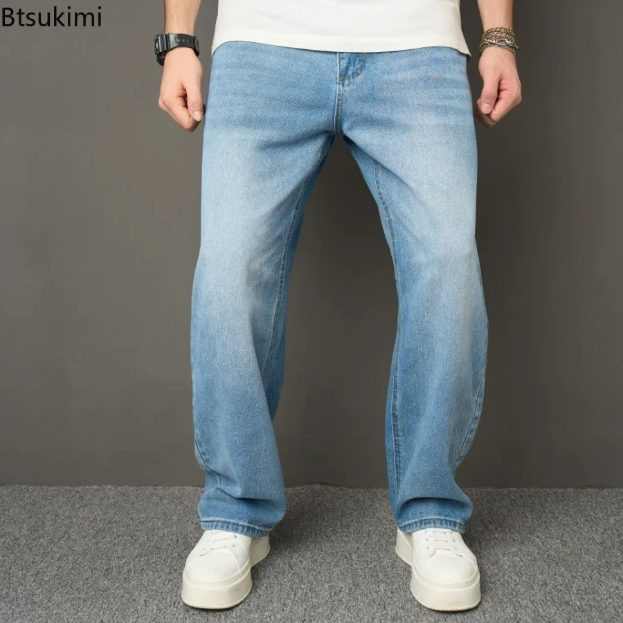 2025 Men's Fashion Jeans Street Fashion Brand Trend Men's Jeans, Loose and Casual Wide-leg Straight Jeans Spring Men's Pants New