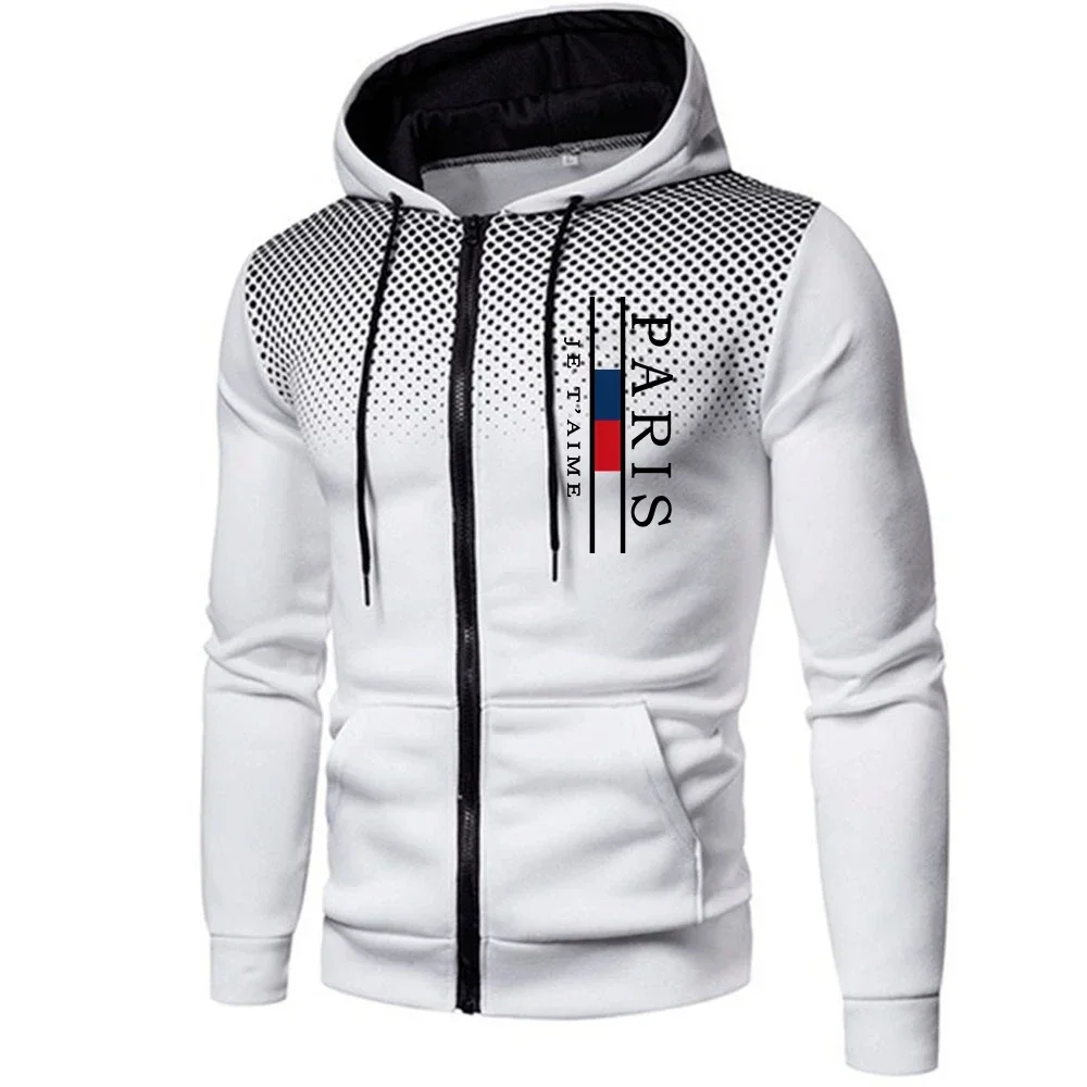 Men's Hooded Sweatshirts Printing Casual Hot Sales Zipper Jacket Sports Pants Quality Jogging Men Clothing Office Round Dot Coat
