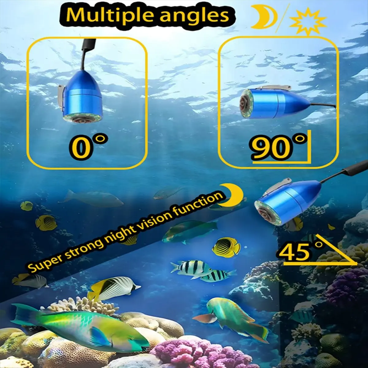 A64I Underwater Fishing Camera LCD Monitor Fish Finder Waterproof 1000TVL Fishing Camera Infrared Lights for Lake US Plug