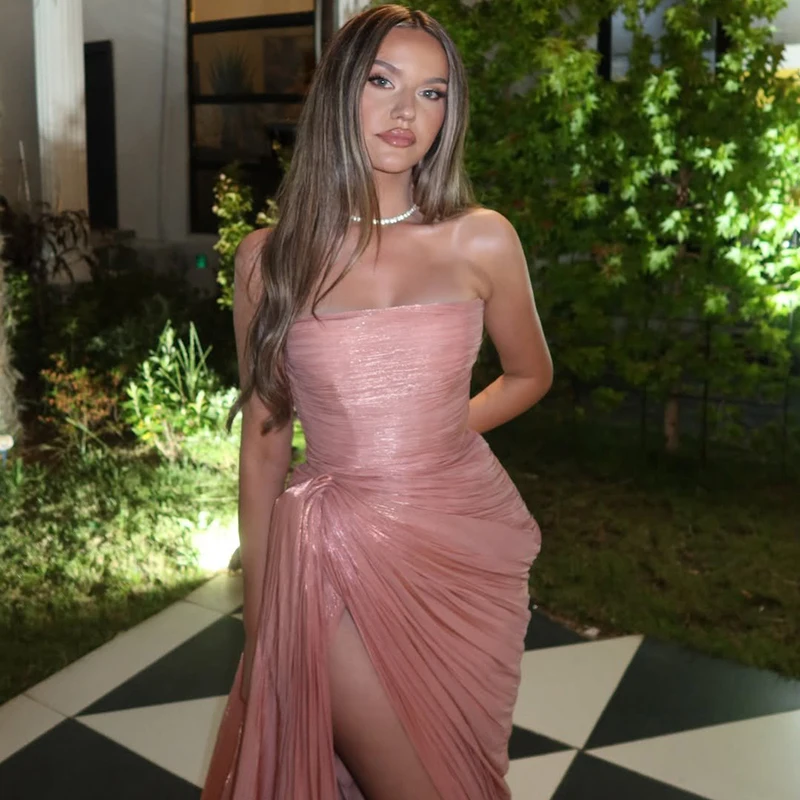 Eightree Formal Mermaid Evening Dresses Strapless Pleated High Split Prom Dress Women Party Coktail Ball Prom Gowns Customized