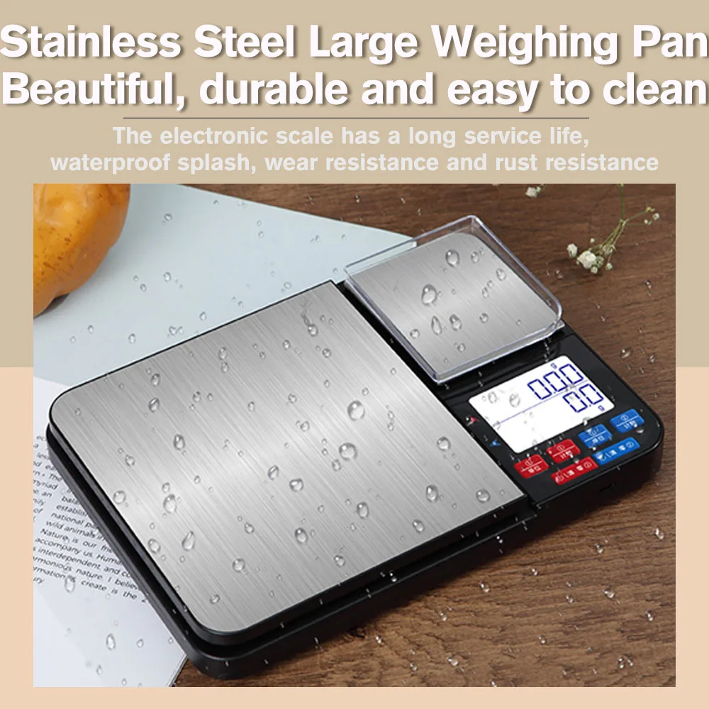 Kitchen Coffee Scale With Double Scale Pan Digital Food Multifunction Weighing Scale 0.1g High Precision Measures LCD Display